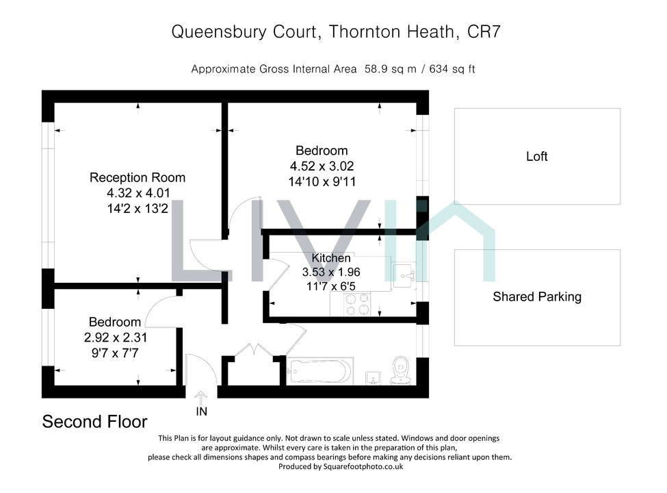 2 bed apartment for sale in Queensbury Court, Thornton Heath - Property floorplan