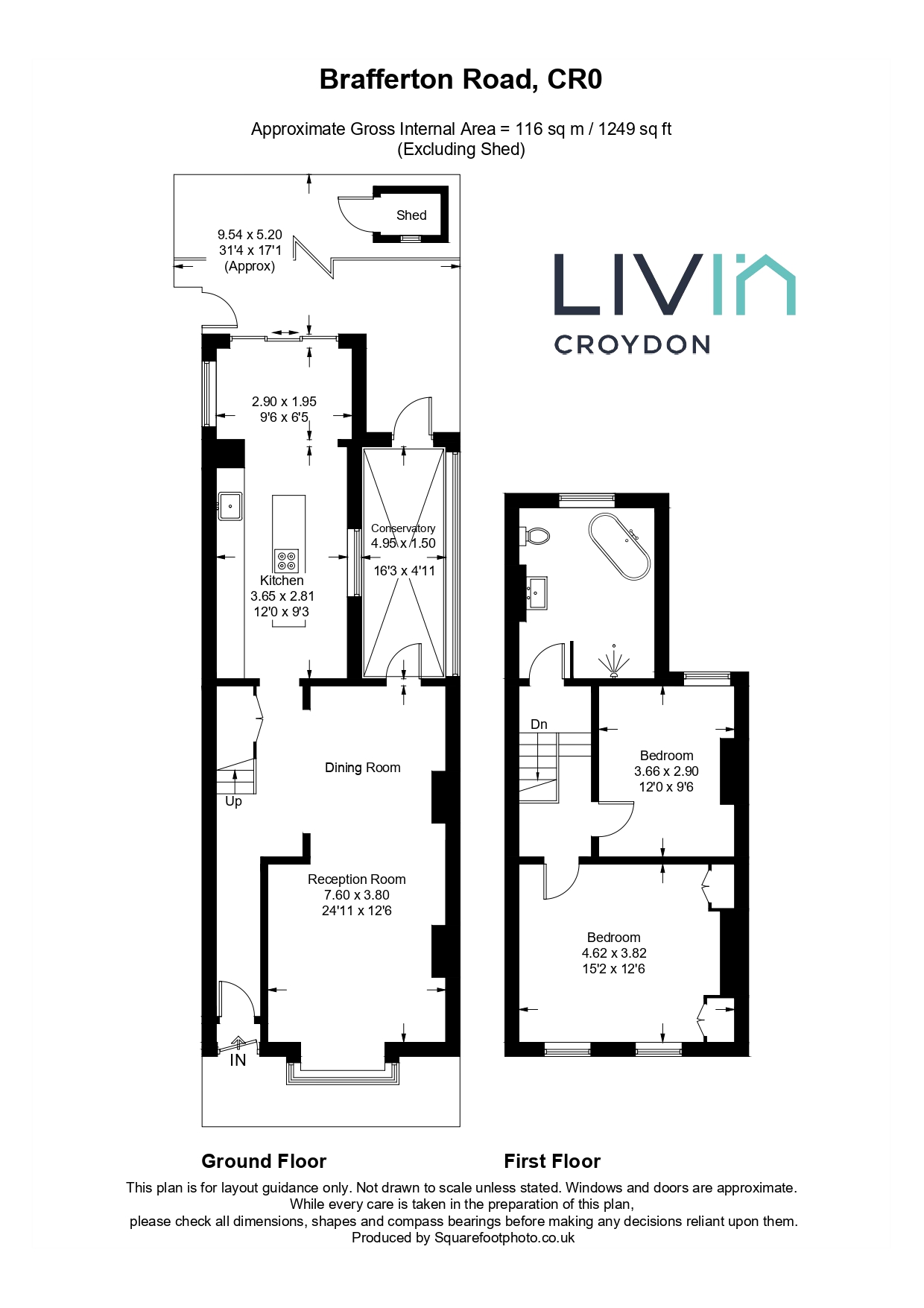 2 bed end of terrace house for sale in Brafferton Road, Croydon - Property floorplan