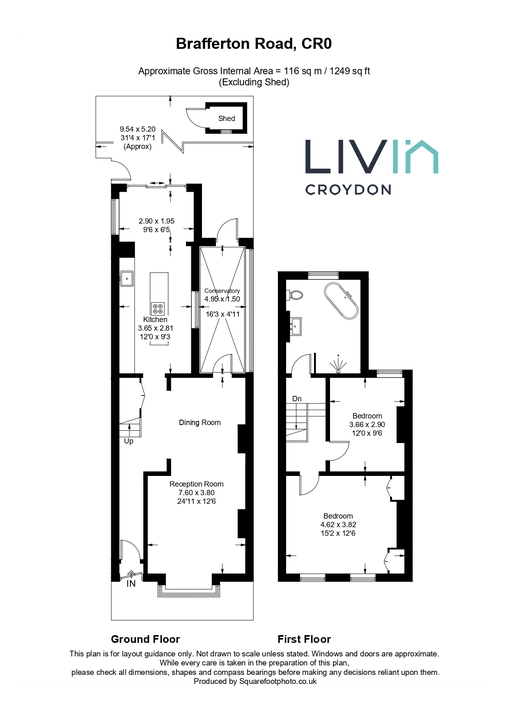 2 bed end of terrace house for sale in Brafferton Road, Croydon - Property floorplan