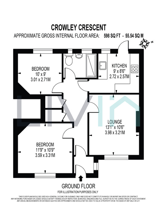 2 bed apartment for sale in Crowley Crescent, Croydon - Property floorplan