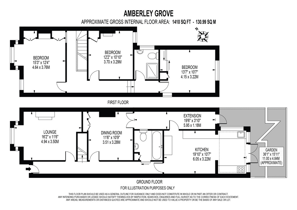 3 bed terraced house for sale in Amberley Grove, Croydon - Property floorplan