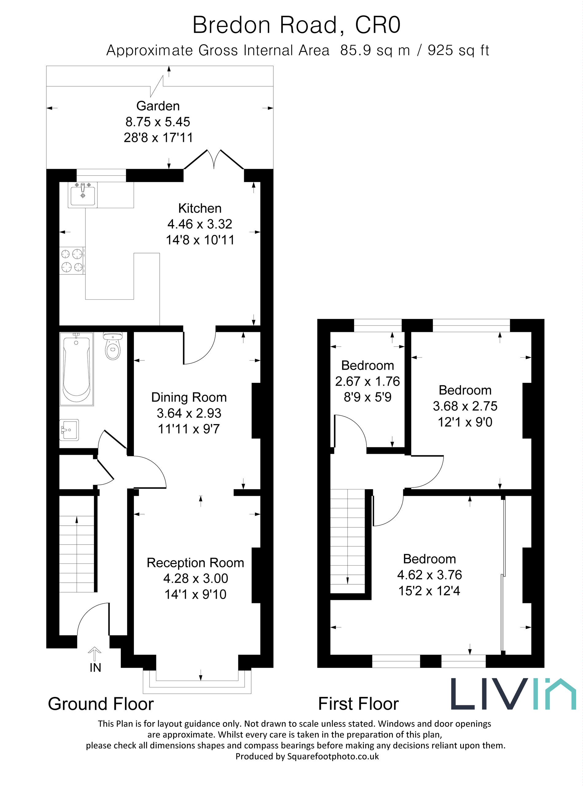 3 bed terraced house for sale in Bredon Road, Croydon - Property floorplan