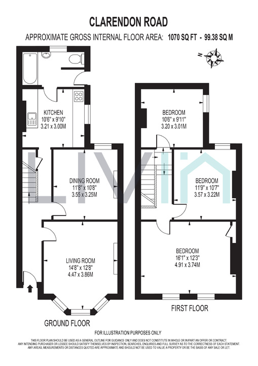 3 bed end of terrace house for sale in Clarendon Road, Croydon - Property floorplan