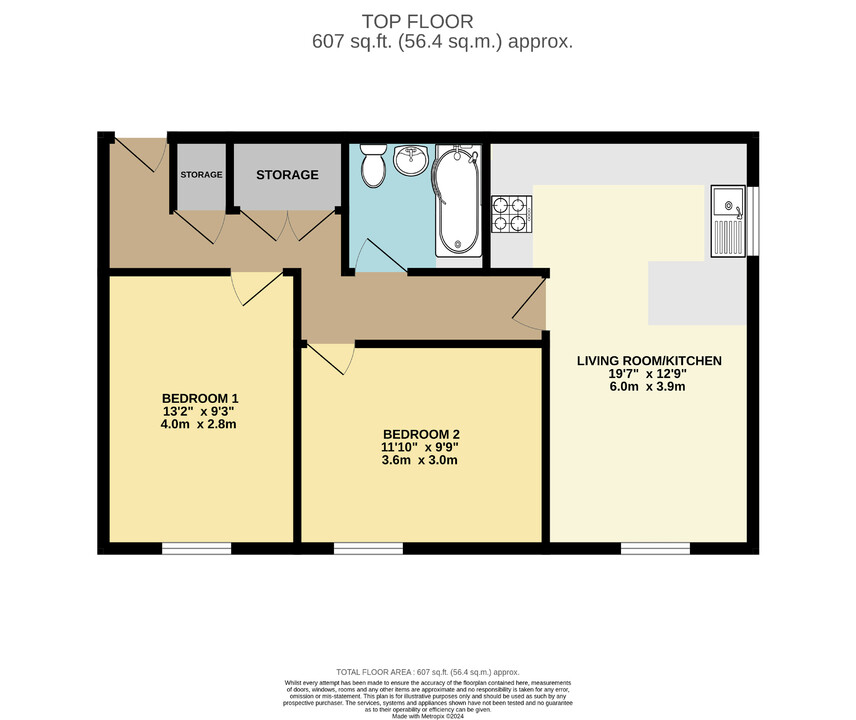 2 bed apartment for sale in Meadowbridge Court, Croydon - Property floorplan