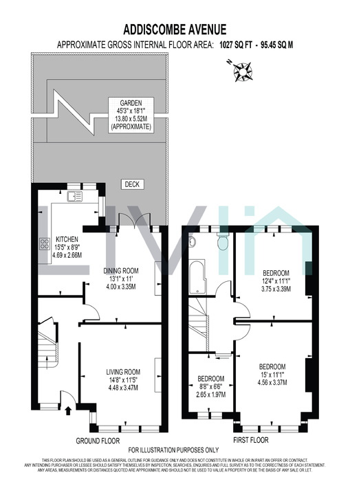 3 bed terraced house for sale in Addiscombe Avenue, Croydon - Property floorplan