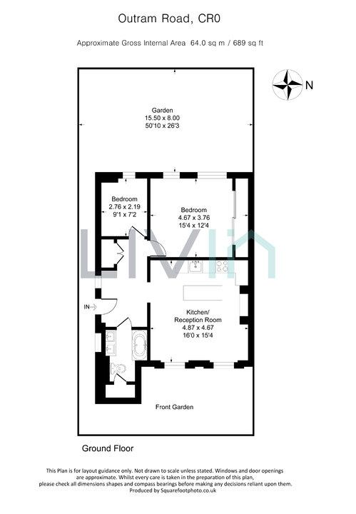 2 bed apartment for sale in Outram Road, Croydon - Property floorplan