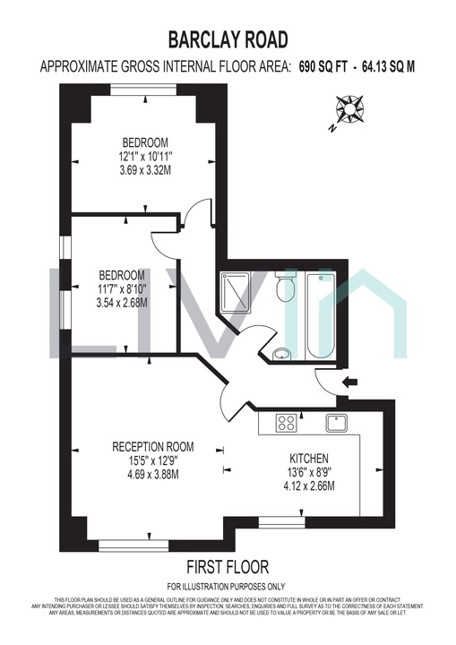 2 bed apartment for sale in Barclay Road, Croydon - Property floorplan