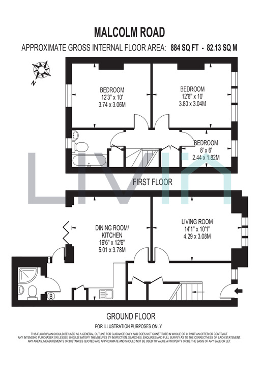 3 bed terraced house to rent in Malcolm Road, London - Property floorplan