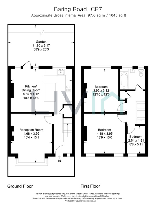 3 bed terraced house for sale in Baring Road, Croydon - Property floorplan