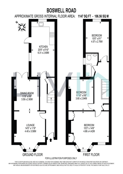 3 bed terraced house to rent in Boswell Road, Thornton Heath - Property floorplan