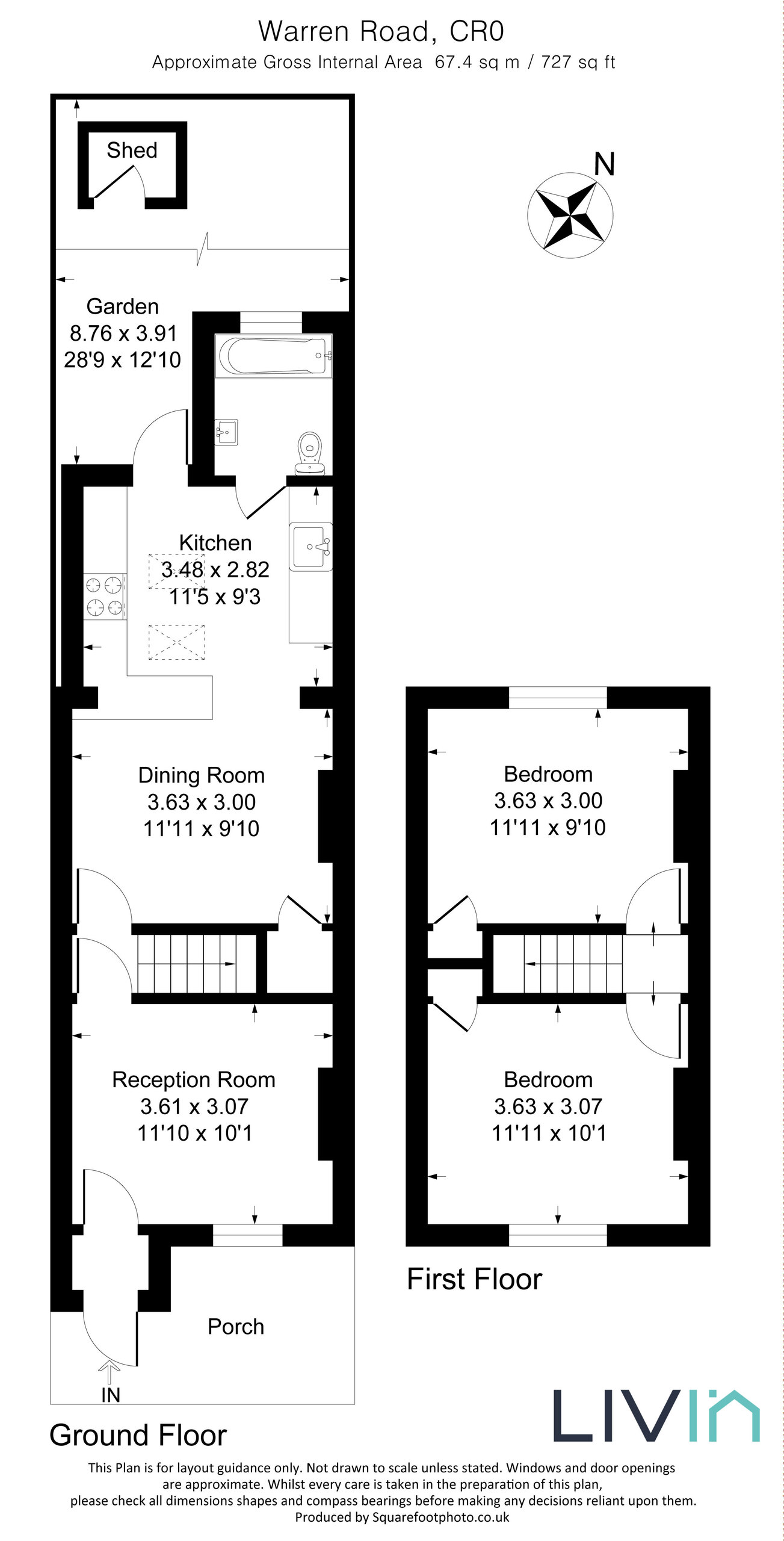 2 bed terraced house for sale in Warren Road, Croydon - Property floorplan