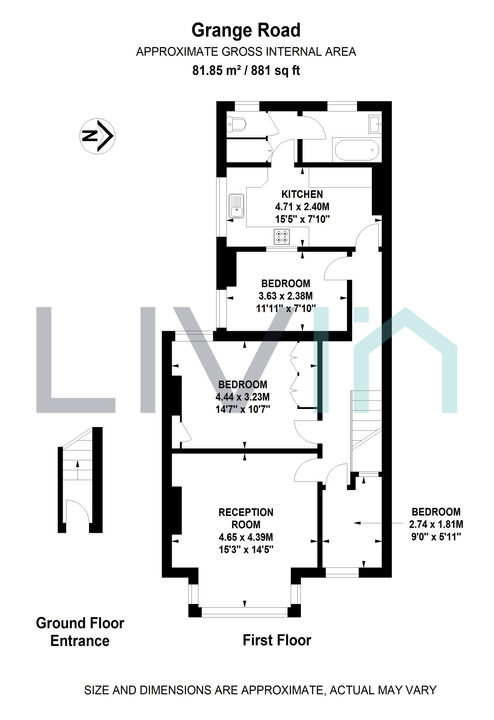 3 bed apartment for sale in Grange Road, London - Property floorplan