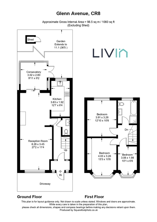 3 bed terraced house for sale in Glenn Avenue, Purley - Property floorplan