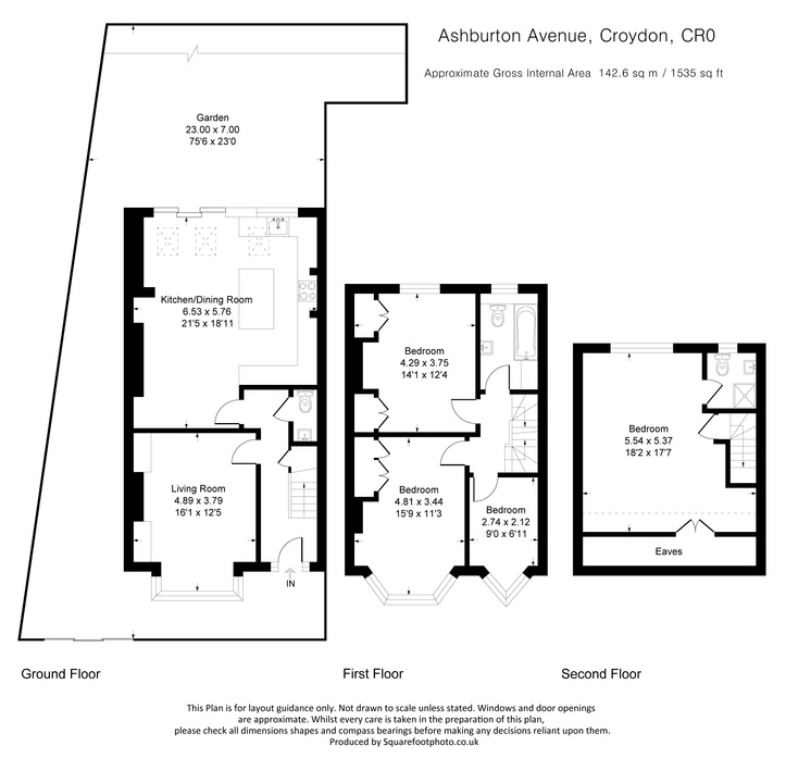 4 bed end of terrace house for sale in Ashburton Avenue, Croydon - Property floorplan