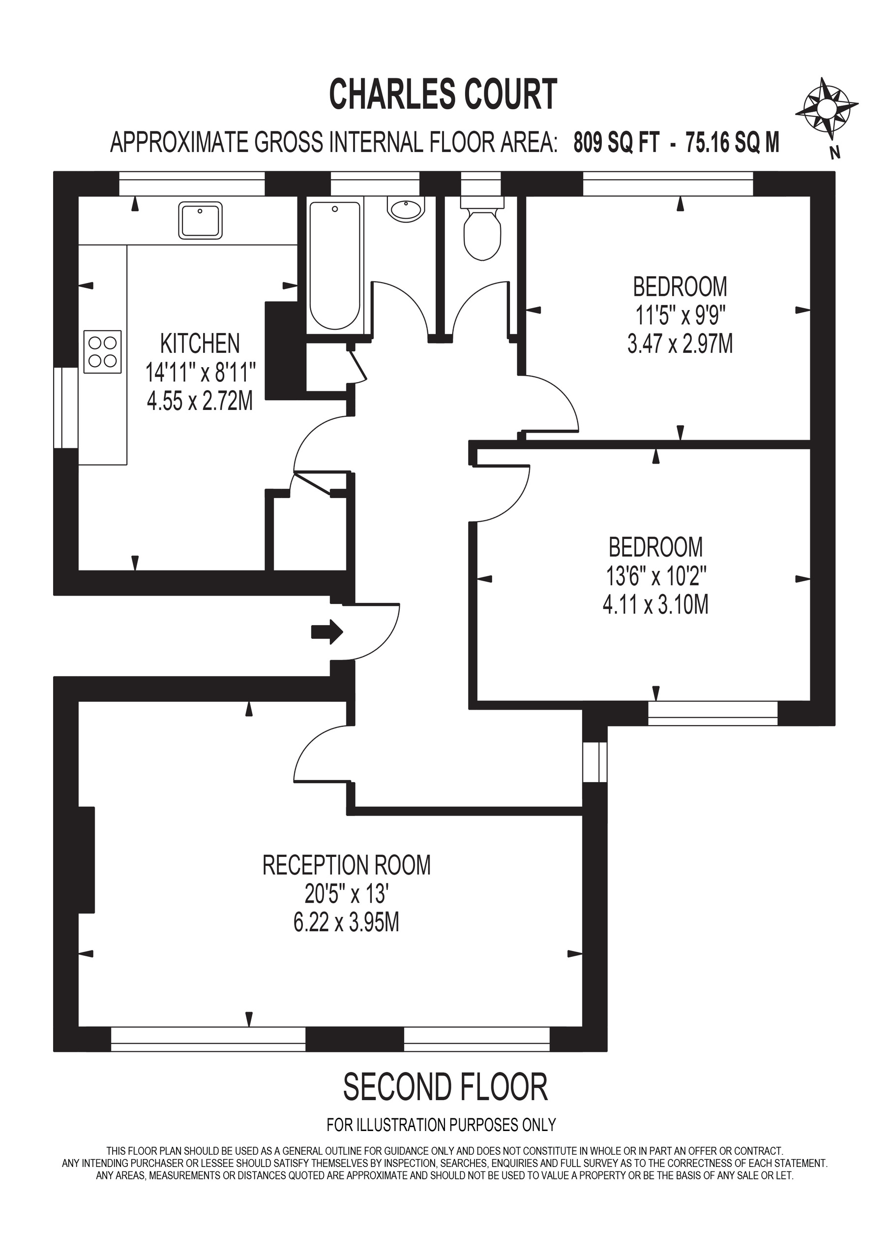 2 bed apartment to rent in Selsdon Road, South Croydon - Property floorplan