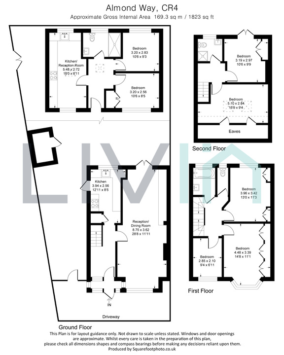 5 bed end of terrace house for sale in Almond Way, Mitcham - Property floorplan