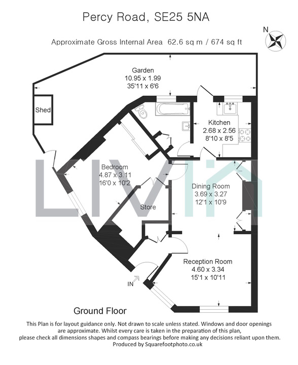 1 bed apartment for sale in Percy Road, London - Property floorplan