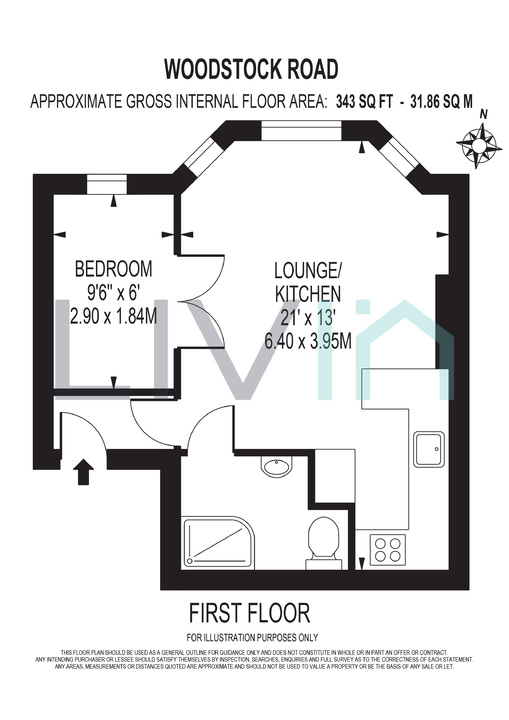 1 bed apartment for sale in Woodstock Road, Croydon - Property floorplan