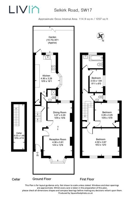 3 bed terraced house for sale in Selkirk Road, London - Property floorplan