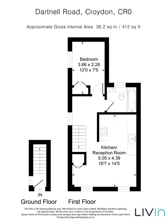 1 bed apartment for sale in Dartnell Road, Croydon - Property floorplan