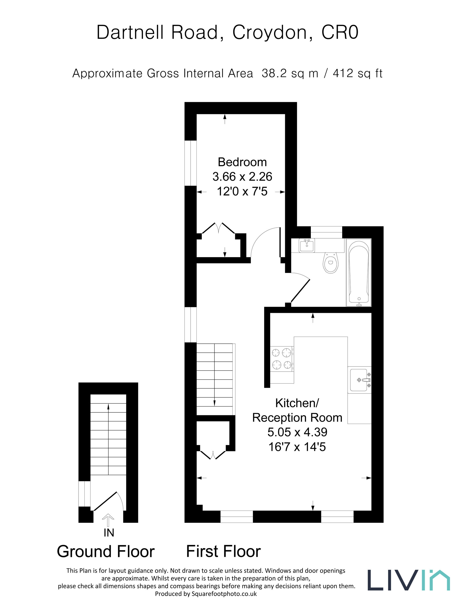 1 bed apartment for sale in Dartnell Road, Croydon - Property floorplan