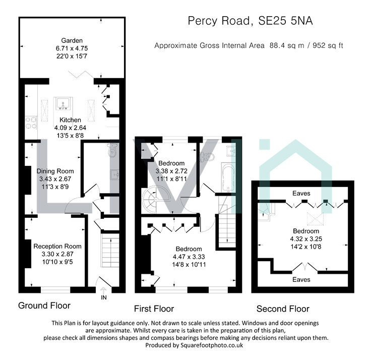 3 bed terraced house for sale in Percy Road, London - Property floorplan