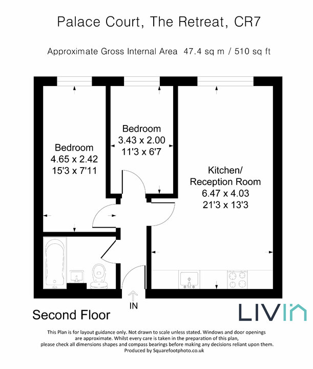 2 bed apartment for sale in Palace Court, Thornton Heath - Property floorplan