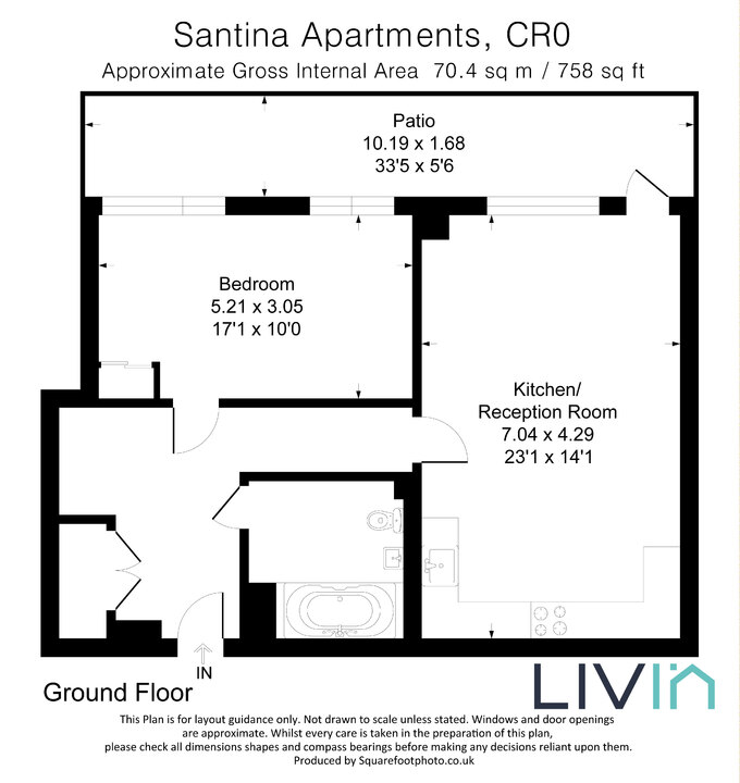 1 bed apartment for sale in Cherry Orchard Road, Croydon - Property floorplan