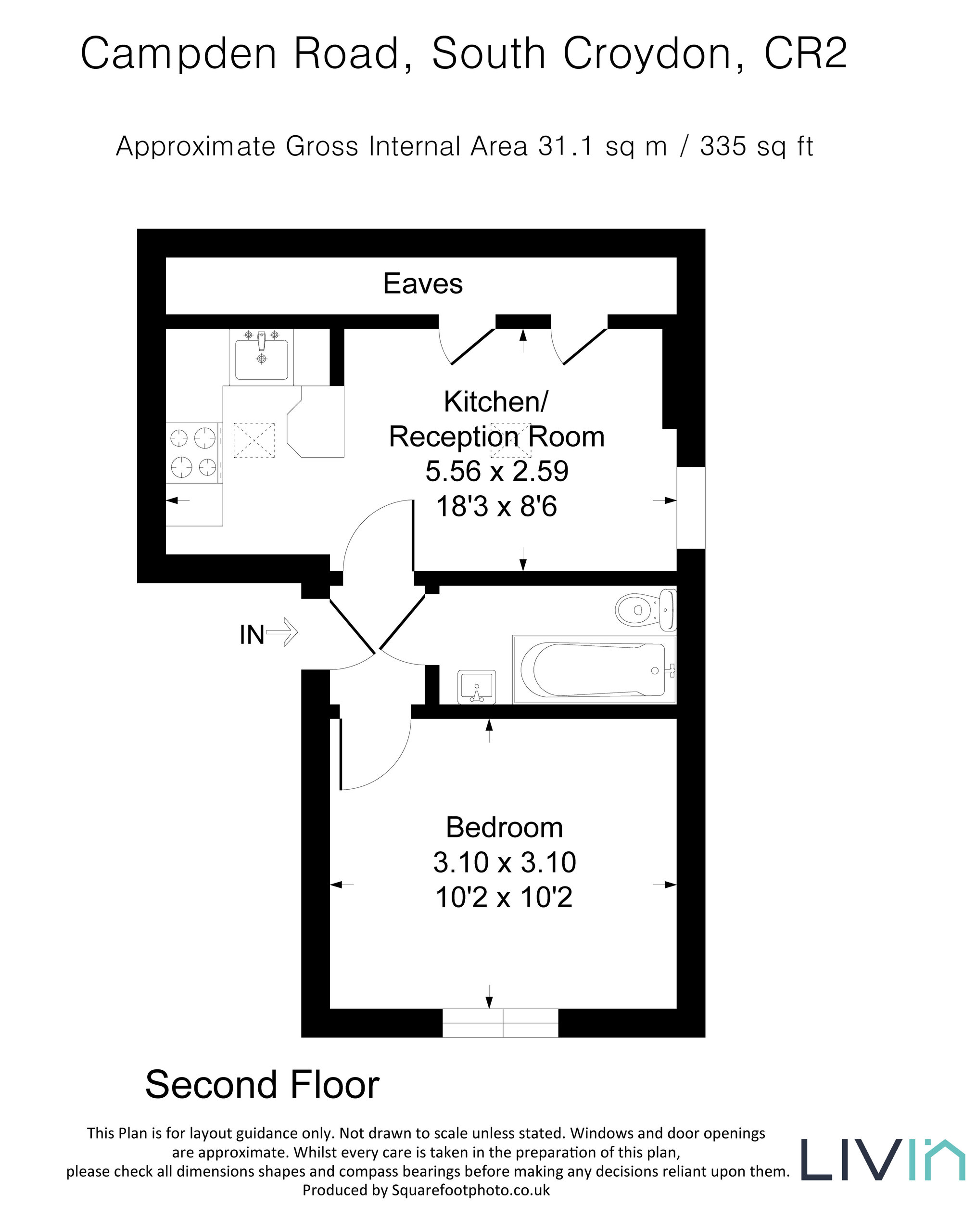 1 bed apartment for sale in Campden Road, South Croydon - Property floorplan