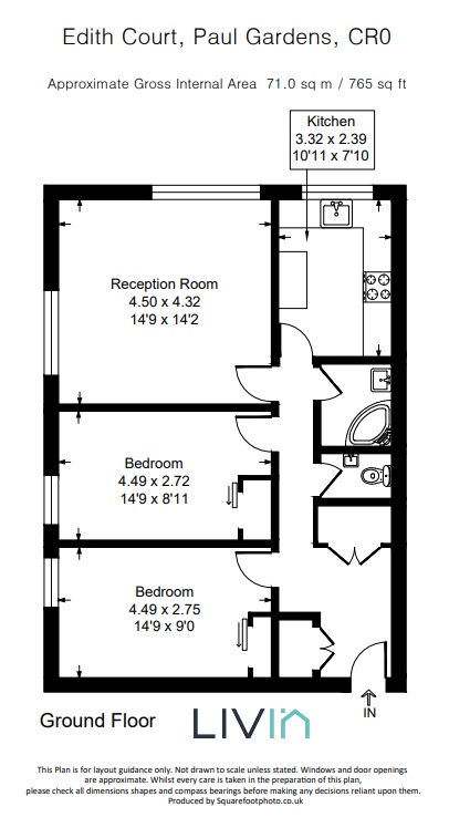 2 bed apartment for sale in Edith Court, Croydon - Property floorplan