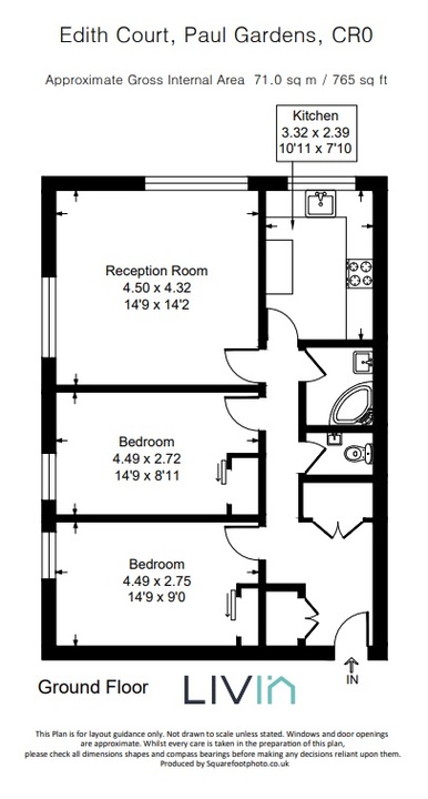 2 bed apartment for sale in Edith Court, Croydon - Property floorplan