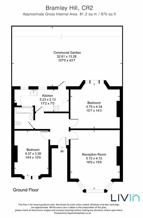 2 bed apartment for sale in Bramley Hill, South Croydon - Property floorplan