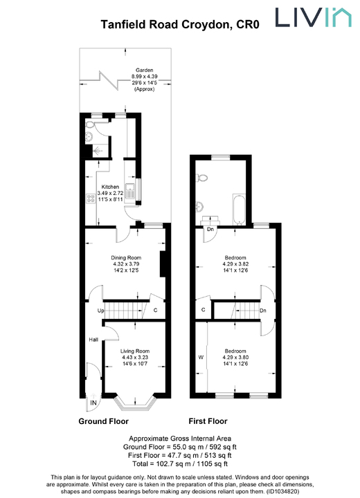 2 bed terraced house for sale in Tanfield Road, Croydon - Property floorplan