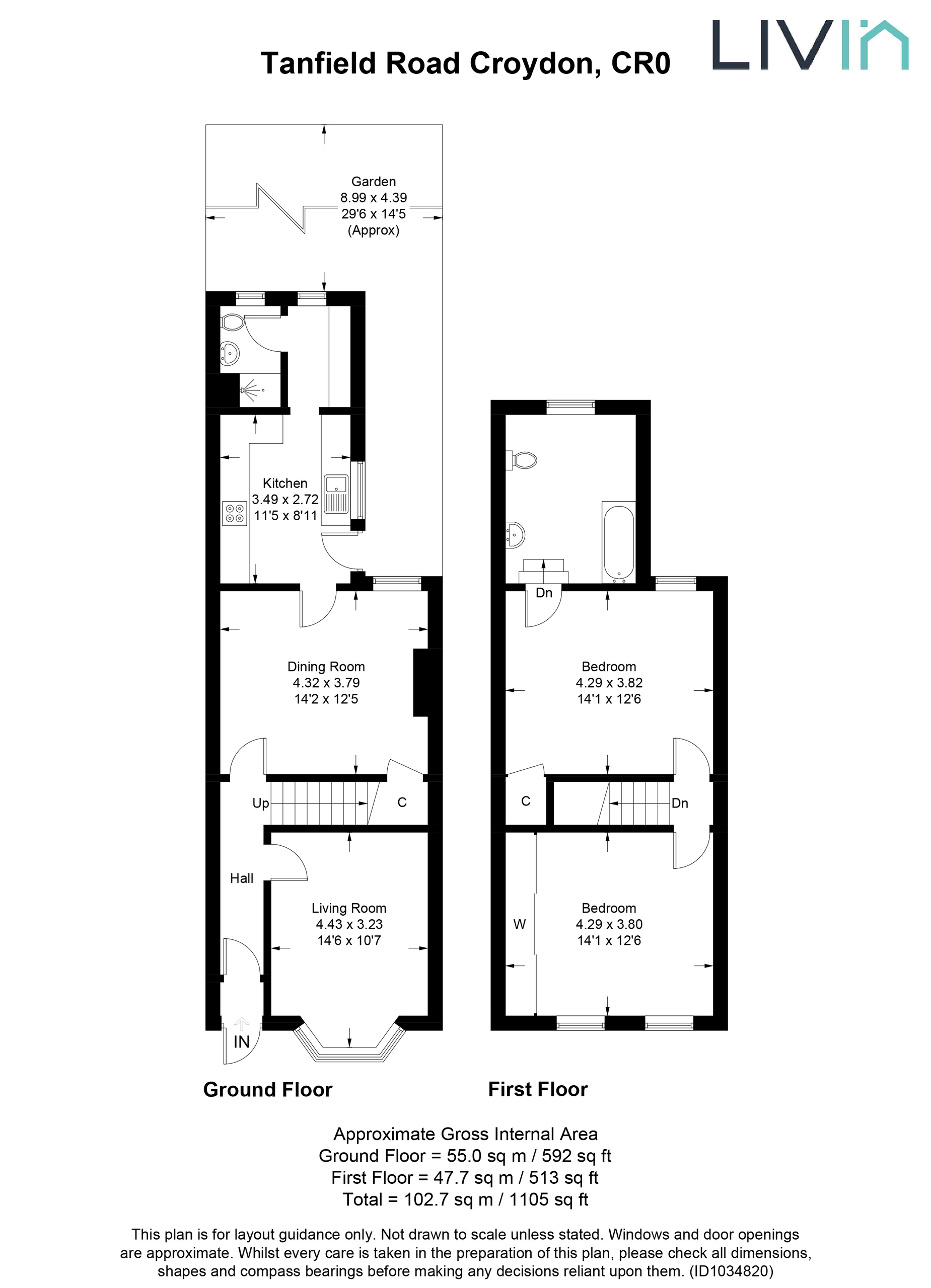 2 bed terraced house for sale in Tanfield Road, Croydon - Property floorplan