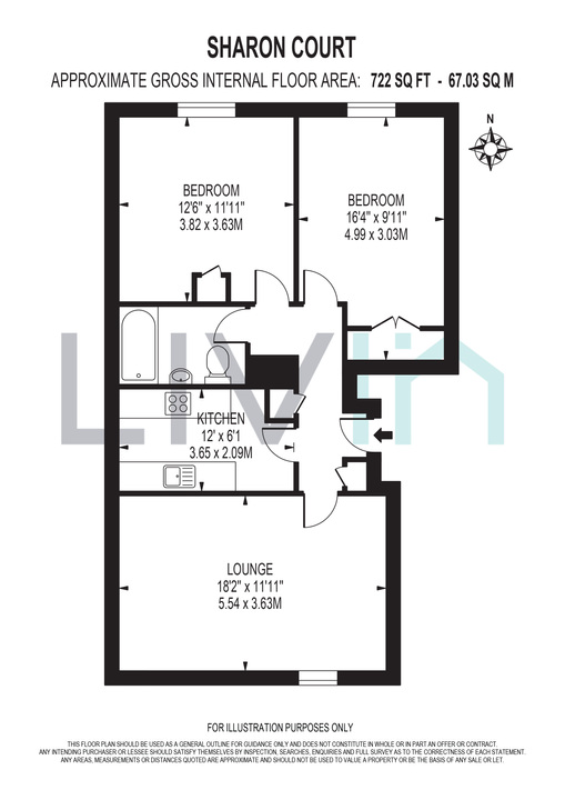 2 bed apartment for sale in Warham Road, South Croydon - Property floorplan