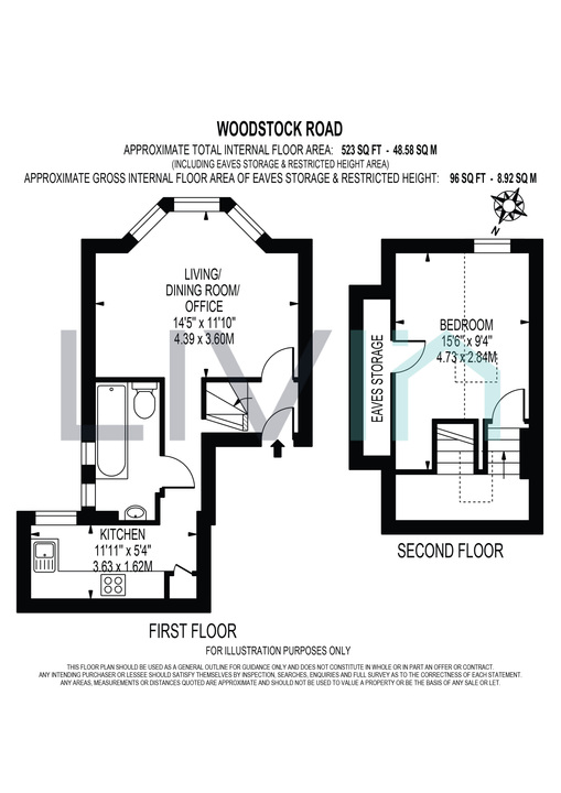 1 bed apartment to rent in Woodstock Road, Croydon - Property floorplan