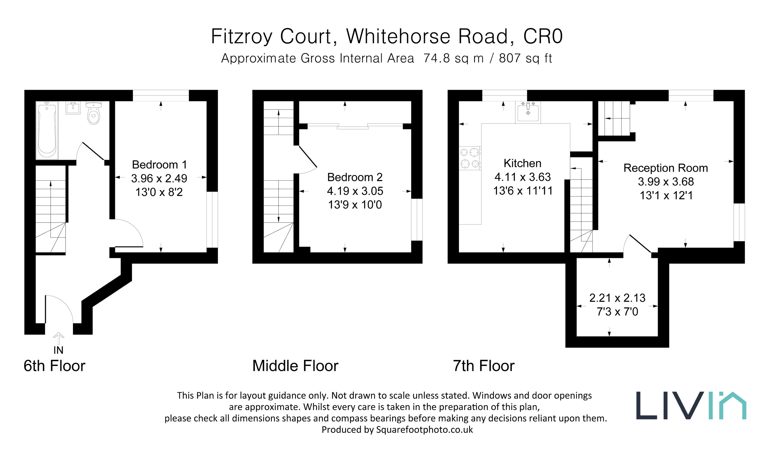 2 bed apartment for sale in Whitehorse Road, Croydon - Property floorplan