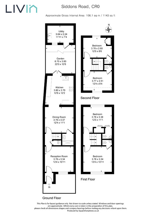 4 bed terraced house for sale in Siddons Road, Croydon - Property floorplan