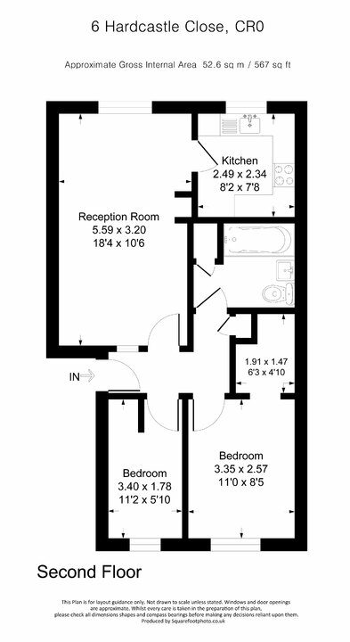 2 bed apartment to rent in Hardcastle Close, Croydon - Property floorplan