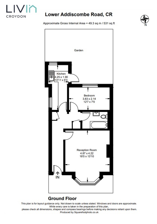 1 bed apartment for sale in Lower Addiscombe Road, Croydon - Property floorplan