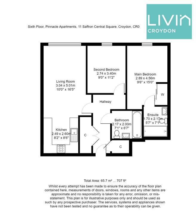 2 bed apartment for sale in Saffron Central Square, Croydon - Property floorplan