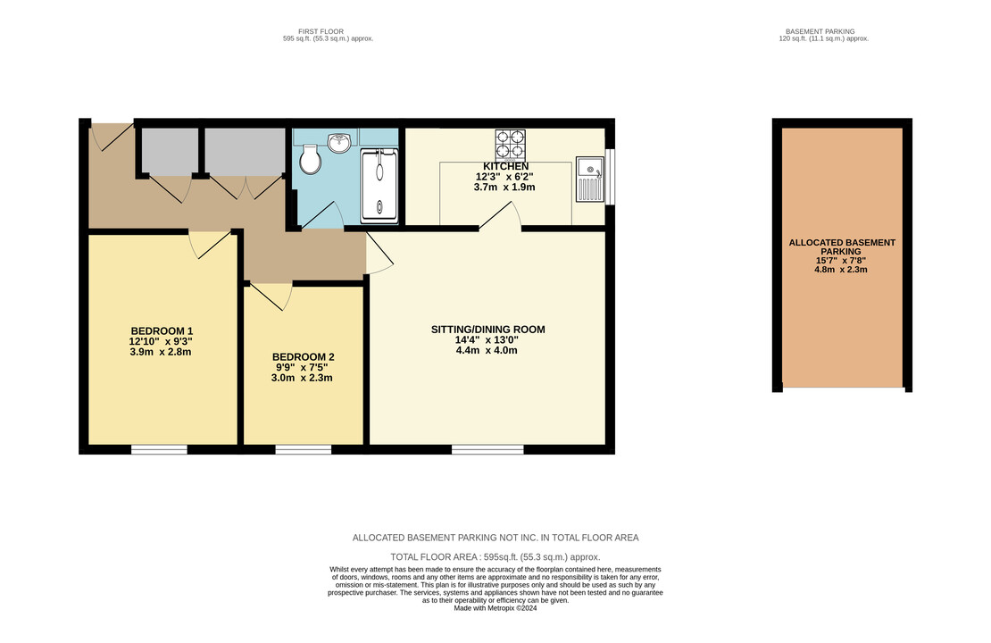 2 bed apartment for sale in Princess Road, Croydon - Property floorplan