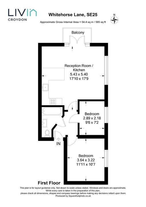 2 bed apartment for sale in Whitehorse Lane, South Norwood - Property floorplan