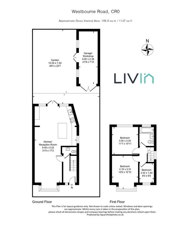 3 bed semi-detached house for sale in Westbourne Road, Croydon - Property floorplan