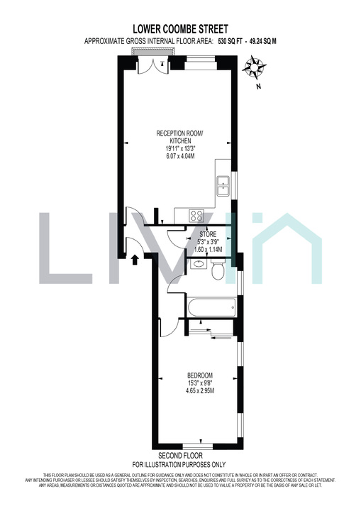 1 bed apartment for sale in Lower Coombe Street, Croydon - Property floorplan