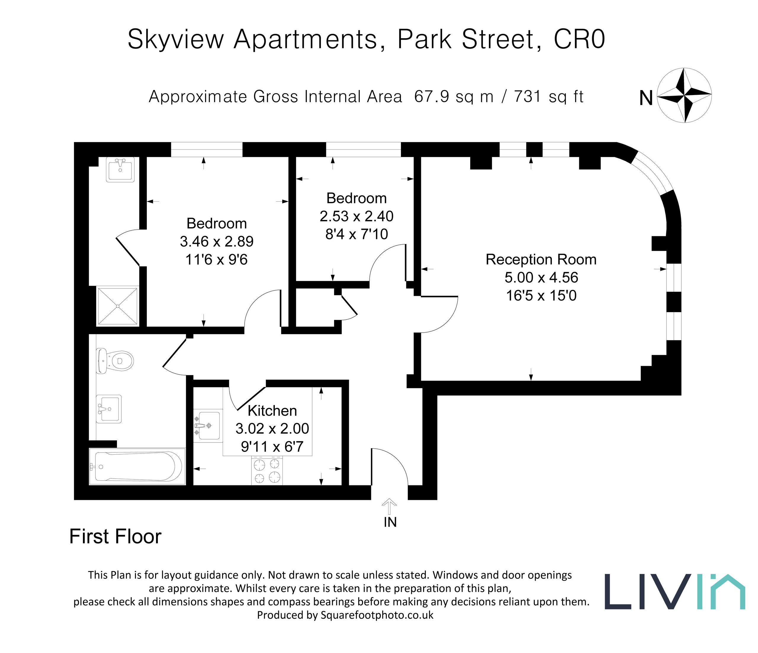 2 bed apartment for sale in Park Street, Croydon - Property floorplan