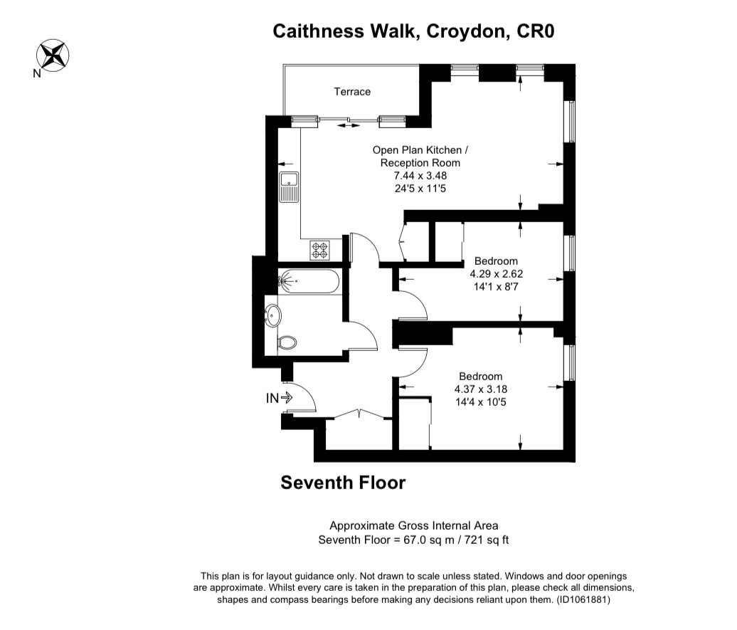 2 bed apartment for sale in Caithness Walk, Croydon - Property floorplan