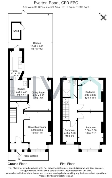3 bed terraced house for sale in Everton Road, Croydon - Property floorplan