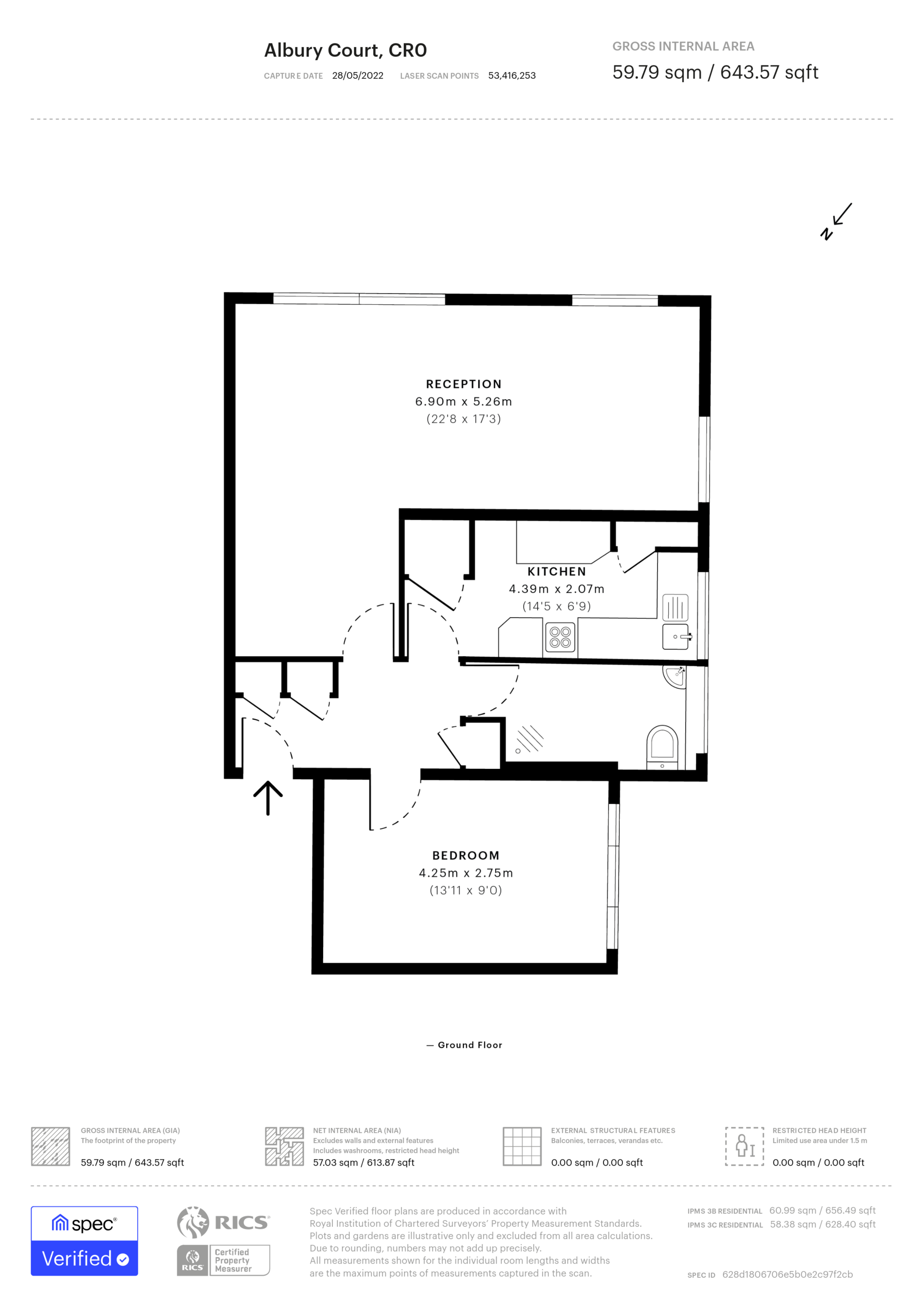 1 bed apartment for sale in Tanfield Road, Croydon - Property floorplan