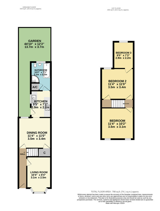 2 bed terraced house for sale in Vicarage Road, Croydon - Property floorplan